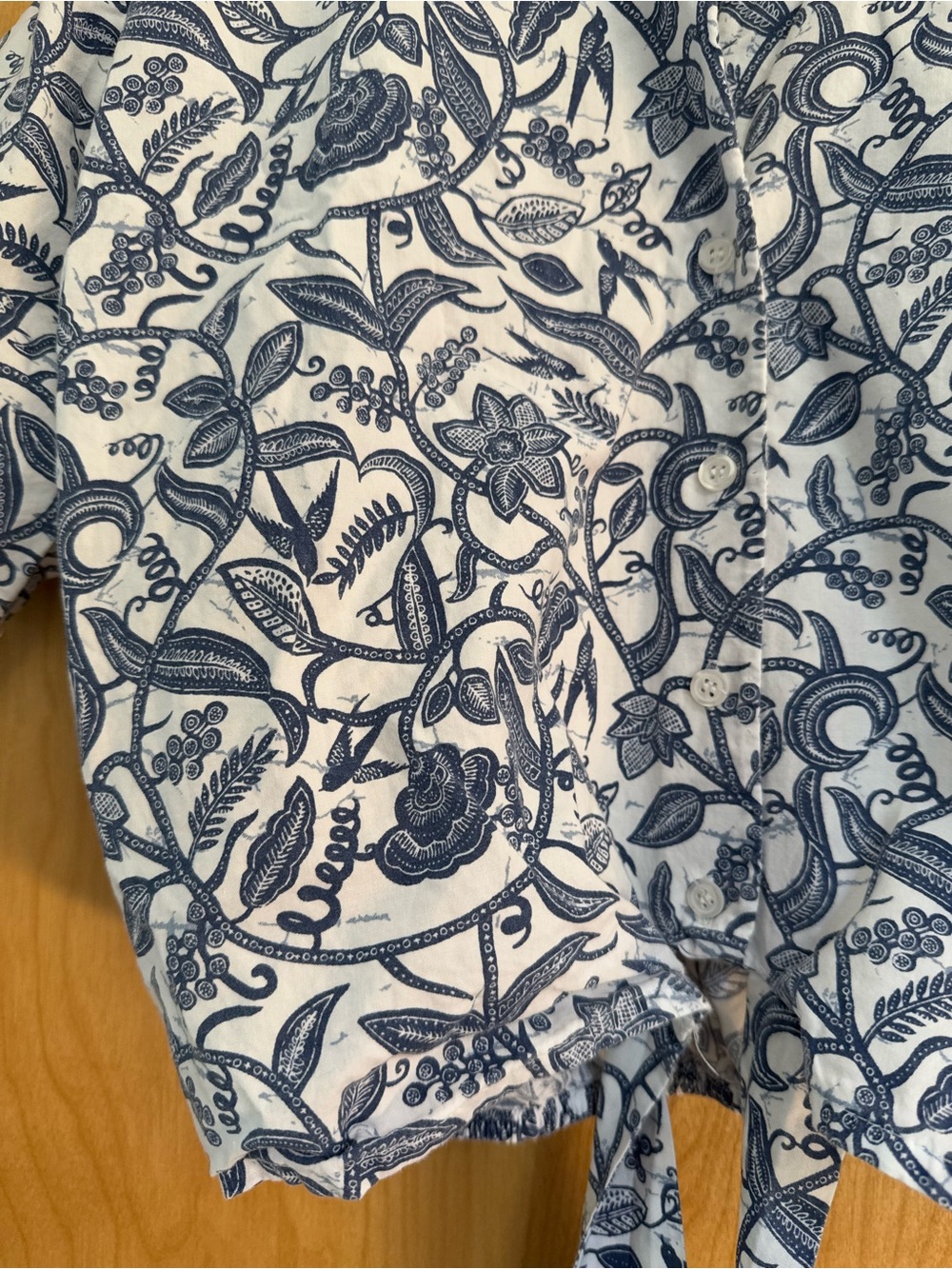Small Blue & White Floral Button-Up Tie Front Top Coordinated Set Available - Picture 7 of 12